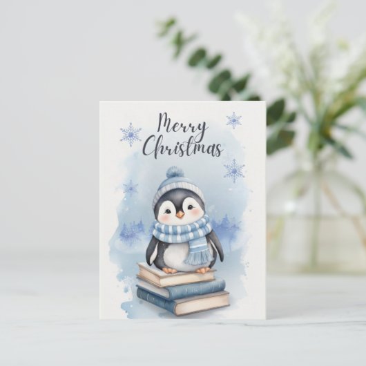 水彩クリスマスペンギン シーズンポストカード (スタンド正面)