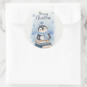 水彩クリスマスペンギン ラウンドシール (バッグ)