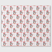 水彩クリスマスペンギン ラッピングペーパー (フラット)