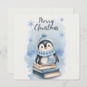 水彩クリスマスペンギン 招待状 (正面/裏面)