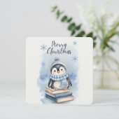 水彩クリスマスペンギン 招待状 (スタンド正面)