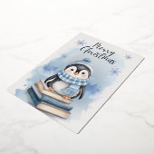 水彩クリスマスペンギン 箔シーズンカード (回転した状態)