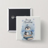 水彩クリスマスペンギン 缶バッジ (正面&裏面)