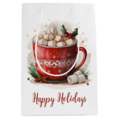 水彩クリスマスホットココア ミディアムペーパーバッグ (正面)