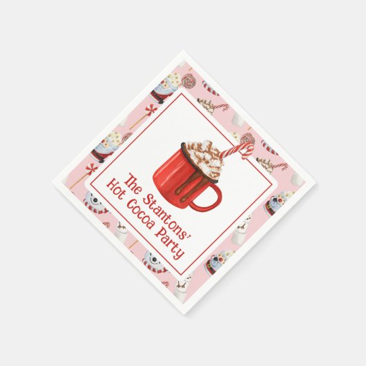 水彩クリスマスホットチョコレートココアパーティー スタンダードカクテルナプキン (角)