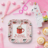 水彩クリスマスホットチョコレートココアパーティー ペーパープレート (パーティー)