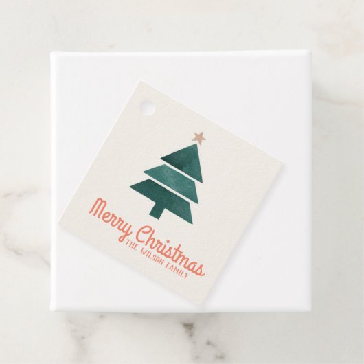 水彩クリスマスホリデーツリーメッセージカード フェイバータグ (インサイチュ)
