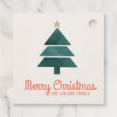 水彩クリスマスホリデーツリーメッセージカード フェイバータグ (裏面)