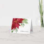 水彩クリスマスホリデーポインセチア感謝カード サンキューカード (正面)