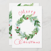 水彩クリスマスホリデーリース オーダーメイド シーズンカード (正面/裏面)