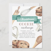 水彩クリスマスホリデー Cookie交換パーティー 招待状 (正面)