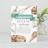 水彩クリスマスホリデー Cookie交換パーティー 招待状 (スタンド正面)