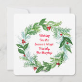 水彩クリスマスホリデーPHOTOリース シーズンカード (裏面)