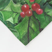 水彩クリスマスホリーベリー フリースブランケット (角)