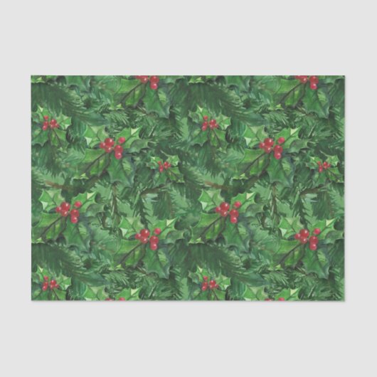 水彩クリスマスホリーベリー 薄葉紙 (正面)