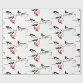 水彩クリスマスホリーマッパイバード自然アート ラッピングペーパー (フラット)