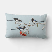 水彩クリスマスホリーマッパイバード自然アート ランバークッション (裏面)