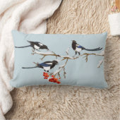 水彩クリスマスホリーマッパイバード自然アート ランバークッション (ブランケット)
