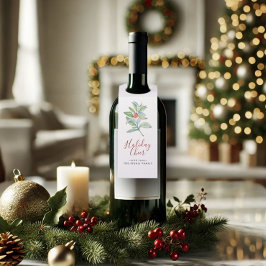 水彩クリスマスホリー&ベリー ボトルネックタグ