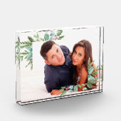 水彩クリスマスホーリージョリーカップル写真 フォトブロック (左)