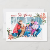 水彩クリスマスボタニカルポインセチア2写真 シーズンカード (正面)