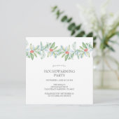 水彩クリスマスボタニカル新築祝いパーティー招待状 招待状 (スタンド正面)