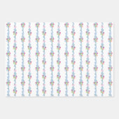 水彩クリスマスボーカラフルブルリース ラッピングペーパーシート (正面2)