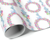 水彩クリスマスボーカラフルブルリース ラッピングペーパー (ロールコーナー)