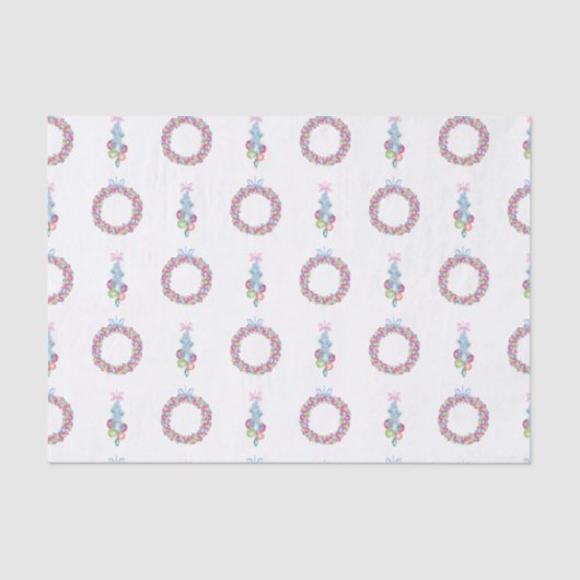 水彩クリスマスボーカラフルブルリース 薄葉紙 (正面)