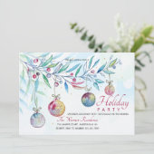 水彩クリスマスボール招待状 招待状 (スタンド正面)