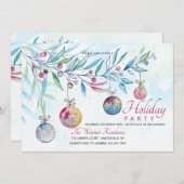 水彩クリスマスボール招待状 招待状 (正面/裏面)