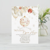 水彩クリスマスボール輝くオープンハウス 招待状 (スタンド正面)