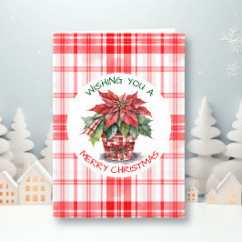 水彩クリスマスポインセチアパーソナライズされた カード