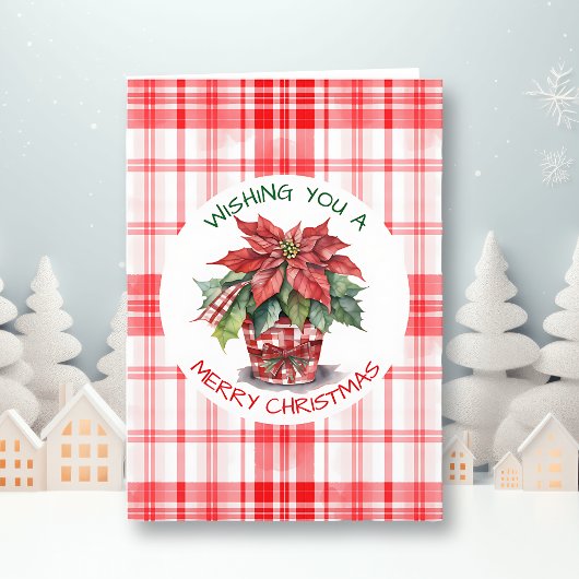 水彩クリスマスポインセチアパーソナライズされた カード