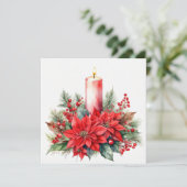水彩クリスマスポインセチア花ベリー シーズンカード (スタンド正面)