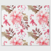 水彩クリスマスポイントセッティア花フローラ ラッピングペーパー (フラット)