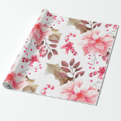 水彩クリスマスポイントセッティア花フローラ ラッピングペーパー (アンロールド)