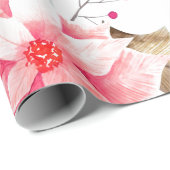 水彩クリスマスポイントセッティア花フローラ ラッピングペーパー (ロールコーナー)