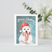 水彩クリスマスポーラーベアーポストカード シーズンポストカード (スタンド正面)