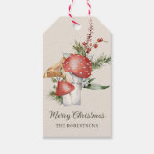 水彩クリスマスマッシュルーム素朴ウッドランド ギフトタグ (正面)