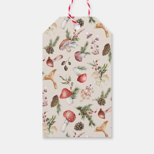 水彩クリスマスマッシュルーム素朴ウッドランド ギフトタグ (裏面)