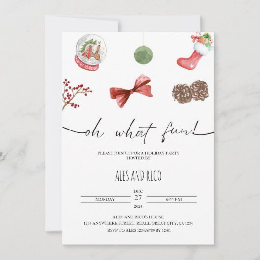 水彩クリスマスミニマルフェスティバル招待状 招待状 (正面)