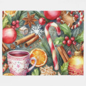 水彩クリスマスモチーフ フリースブランケット (正面(横))