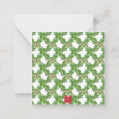 水彩クリスマスモノグラムストライプのボウリース ノートカード (裏面)