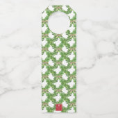 水彩クリスマスモノグラムストライプのボウリース ボトルネックタグ (裏面)