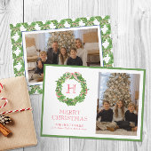 水彩クリスマスモノグラムボウリース写真 シーズンカード