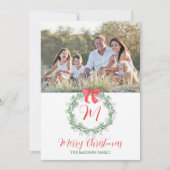 水彩クリスマスモノグラムリース シーズンカード (正面)