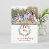 水彩クリスマスモノグラムリース シーズンカード (スタンド正面)