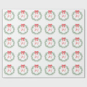 水彩クリスマスモノグラムリース ラッピングペーパー (フラット)