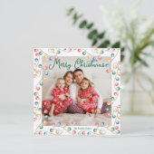 水彩クリスマスライトかわいい家族写真 シーズンカード (スタンド正面)